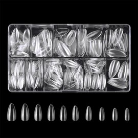 Nail Tips, Short Ovals, Pack of 500 Nail Tips, Full Cover, Transparent False Nail Tips Set for Gel Nails, Acrylic Nails, Nail Art, Round