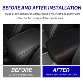 DEYTOP Center Console Cover for Subaru Crosstrek 2012-2017 Car Armrest Cover for Subaru Impreza 2012-2017 Accessories Anti-Scratch Leather Armrest Protector (Black with Oranger Stitches)