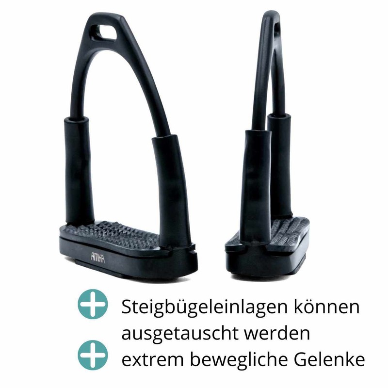 AMKA Stirrups with Joint Black Safety Stirrups in 10, 12