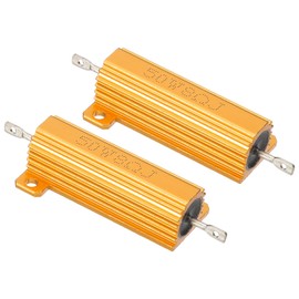 PATIKIL 50W 8 Ohm Aluminum Shell Resistor, 2 Pack Aluminum Housing Resistor Housed Case Wirewound Resistors Screw Tap Power Resistor 5% Tolerance, Golden