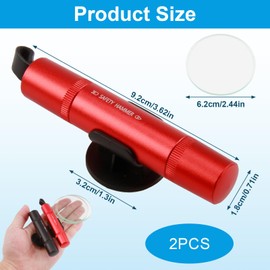 CJMUQHEHH 2pcs Nothammer Auto mit Gurtschneider, Sicherheits-Hammer, Gurtschneider für Autos, 2-in-1 Notfallwerkzeug, kompakter Fensterbrecher(Rot, Schwarz)