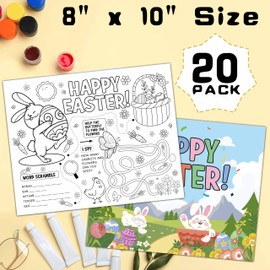 Happy Easter Coloring Paper Placemats, Spring Coloring Sheets, Easter Party Activities for Kids, Easter Bunny Paper Mats for Table Decorations, Home School Classroom Easter Party Activities -18