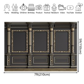 Classic Interior Vintage Wall Backdrop for Photography Interior Europe Frame Wall Carving Pattern Family Portrait Photoshoot Props (7x5ft)