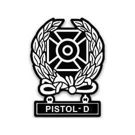 US Army Expert Award Shape with Pistol-D Sticker (Soldier Shooting Marksman Marksmanship Medal Decal for car Truck or Laptop (3 x 4 inch)
