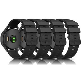 4-Pack Silicone Bands Compatible with Garmin Venu 3/Vivoactive 4/Venu 2/Forerunner 265/Forerunner 255 Watch Bands, 22mm Soft Silicone Sport Replacement bands for Women Men (Black+Black+Black+Black)
