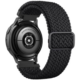 Braided Solo Loop Straps for Garmin Vivoactive 4/Venu 2/Forerunner 255, 22mm Solace Stretchy Nylon Sport wristband for Garmin Vivoactive 4/Venu 2/Forerunner 255 (Z-Black)