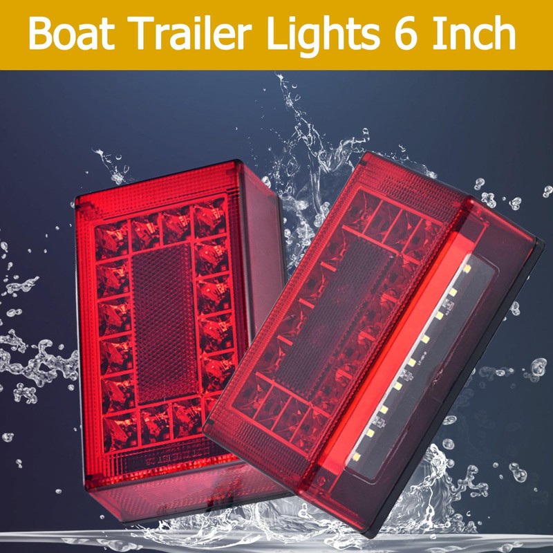 Serlainxin 6inch Boat Trailer Lights Kit, Submersible Trailer Light LED