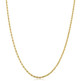 Verona Jewelers 925 Sterling Silver Diamond-Cut Rope Chain Necklace 2MM, 3MM, 4MM - 925 Braided Twist Italian Necklace, 925 Rope Chain, 14K Gold Over Silver Rope Chain Necklace (22, 2MMGOLD)