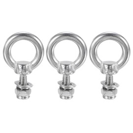 M METERXITY 3-Sets Eye Bolts with Nuts, M4x11mm 304 Stainless Steel Lifting Shoulder Eye Bolt with Washer and Nut for Hanging [Silver Tone]
