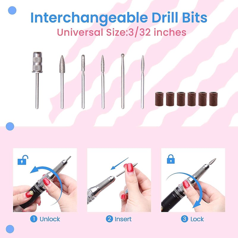 Delanie Electric Nail Drill Professional 35000 RPM Rechargeable Portable E-File