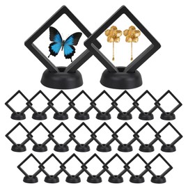 25 PCS Floating Display Case, Challenge Coin Display Stand, 3D Floating Frames Transparent PE Jewelry Storage Box for Medal, Medallion, Stamps (2.75x2.75in)