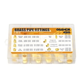 GASHER Brass Pipe Fittings Assortment Kit, Hex Nipple,Reducer Bushing,Reducing Hex Coupling,Hex Heand Plug,End Cap and Socket Plug(72Pcs)