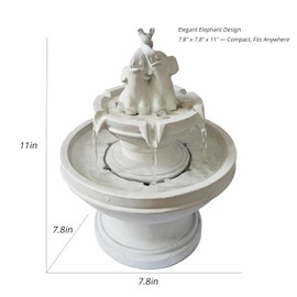 Tabletop Waterfall Fountain with Elephant Decor – Indoor Zen Water Fountain for Office, Living Room, Bedroom, Gifts for Lovers, 7.8"x7.8"x11"