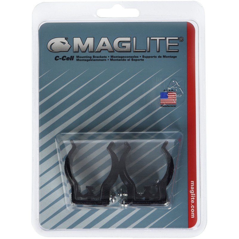 Maglite Black Universal Mounting Brackets for C-Cell Flashlight, 2 pk