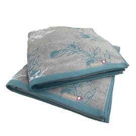Imabari Towels, Taoyaka Flower Pattern, Bath Towels, Certified 2 Piece Set, Water Absorbent, Made in Japan, 100% Cotton (Olive, 2 Bath Towels)