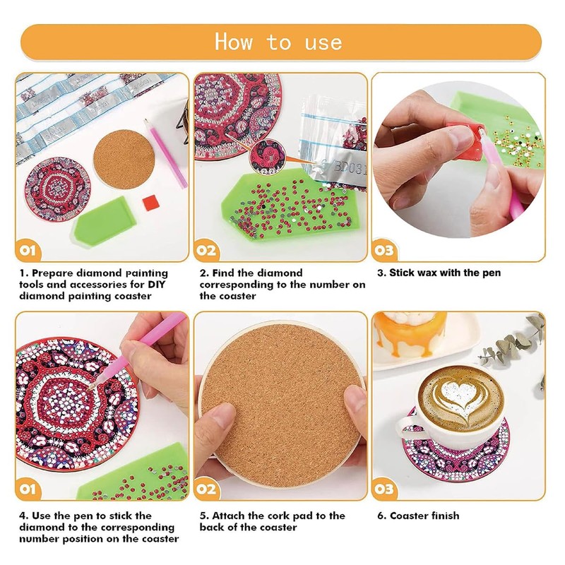 Muzagroo Art Diamond Painting Coaster with Holder, Diamond Art Kits