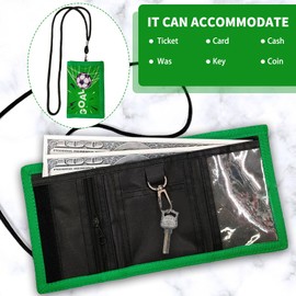 1 Piece Neck Pouch Children's Purse Boys Children Neck Pouch Purse Children Boys Neck Pouch with Viewing Window Football Style Travel Outing Neck Pouch for Girls and Boys, Green, Football Style