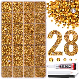 30000Pcs Resin Rhinestones for Bedazzling with B7000 Jewelry Glue, Mine Gold Flatback Gems Rhinestones for Crafting, Clothing Tumblers Mugs Shoes Fabric Decor Nail Art