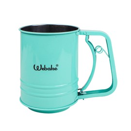 Webake Stainless Steel Flour Sifter Baking Supplies One-handed Small Kitchen Sifter Kitchen Sifter Cocoa Powder Sieve Baking Supplies(Green Large)