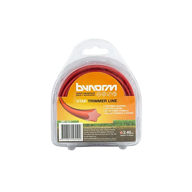 Bynorm 380-624 Star Trimmer Line, 2.4 mm Size, Red