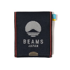 Beams Japan Small Items, Takada Textile, Bespoke Foldable, Logo Card & Coin Wallet, Navy Blue x White, Cotton