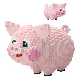 FUYOUSHUN Animal Pig Micro Building Blocks Set（2774PCS），Teddy Building Blocks Pink Pig，Gift for Adults and Kids