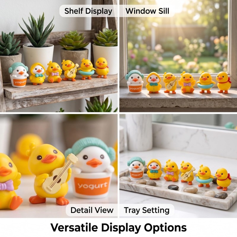 6 Pack Cute Duck Figurines, Car Dashboard Decor, Desk Ornaments,