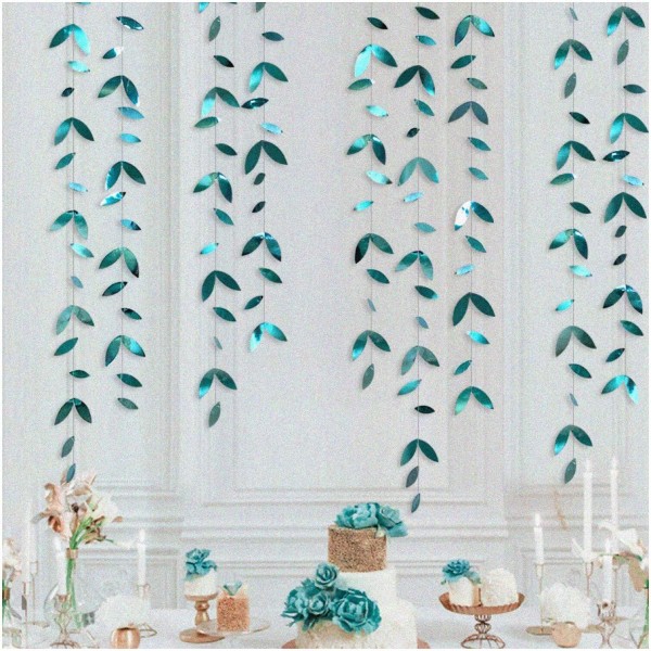 Bloomify Enchanted Greenery: 52 Ft Leaf Garland - Emerald Turquoise
