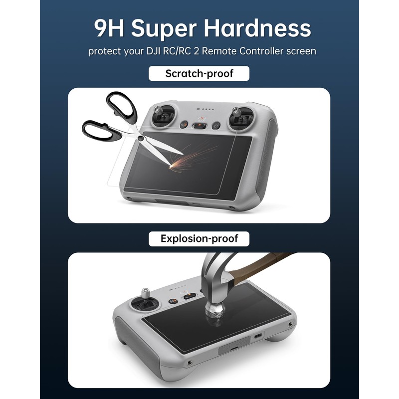 3 Pack HD Tempered Glass Screen Protector for DJI RC/RC