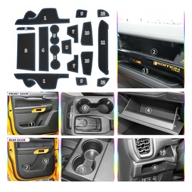 SKTU Door Slot Mat for 2024 2025 Ford Ranger Door Groove Gate Pad Ford Ranger 2024 2025 Accessories Fit 2024 2025 Ranger (XL/XLT/Lariat/Raptor) Door Compartment Cup Center Console Liners (17Pcs Blue)