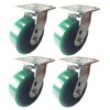 4 Heavy Duty Caster Set Polyurethane on Cast Iron Wheels