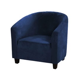 MIFXIN Tub Chair Slipcover Velvet High Stretch Club Chair Cover Spandex Elastic Armchair Couch Cover Sofa Furniture Protector for Living Room Hotel Counter (Navy)