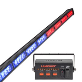 SolarBlast 38" 32W Blue Red LED Traffic Advisor Light Bar with TA Controller Box - 12V Waterproof Directional Flashing Emergency Safety Warning Police Lightbar Lights for POV Trucks Vehicles Cars SUV