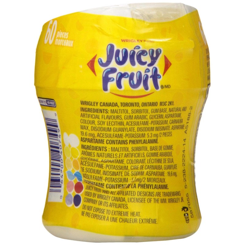 Juicy Fruit Sugar-Free Gum, 6x60ct, 360 Pieces {Imported from Canada}