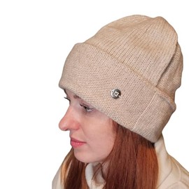 Winter Merino Wool Beanie for Women - Soft Merino Wool and Cotton Blend, Ladies Wooly Winter Hat - Comfortable, Warm and Breathable Winter Hat, Beige