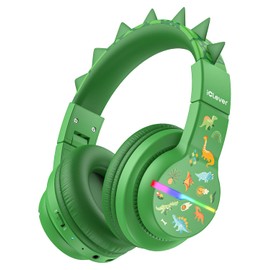 iClever Bluetooth Kinder Kopfhörer, Farbige LED-Leuchten, Kinderkopfhörer Over-Ear mit 74/85dBA Lautstärkebegrenzung, 85 Stunden Spielzeit, Bluetooth 5.2, Eingebautes Mikrofon