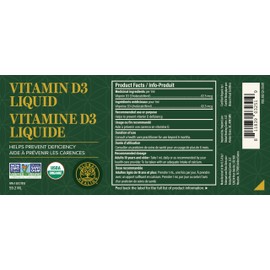 Global Healing Center Global Healing USDA Organic Vitamin D3 Liquid Supplement Drops for Men & Women - Pure, Vegan Friendly, Non-GMO - Helps Support Bones, Immune System, and Joints (2 Oz)