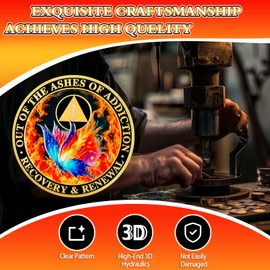 Butterfly in the Fire 1 Year Sobriety Coin, Recovery & Renewal AA Chip Medallion - Celebrate One Year Sober Milestone, Sobriety Gifts for Women Men, Alcoholics Anonymous Token