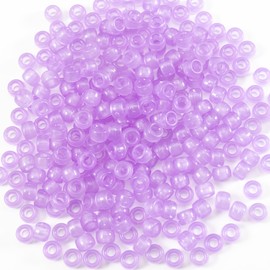 1000 Pcs Acrylic Translucent Pony Beads 6x9mm Bulk for Bracelet Necklace Jewelry Making Earring Hair Braiding Kandi Beads (Transparent Purple)