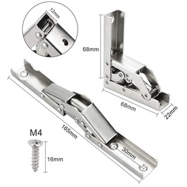 CODIRATO 4 Pieces Shelf Hinge Stainless Steel Folding Hinge Hidden Furniture Scbnarnier 90/180° Cabinet Hinges Table Holder Hinge Folding Shelf Bracket for Cabinet Door, Table, Cabinet