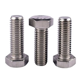 KOSJETHAS 1/2-13 x 1-1/4" Hex Head Screw Bolt, Fully Threaded, 304 Stainless Steel 18-8, External Hex Drive, Coarse Thread UNC, Pack of 4