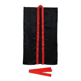 Artec 18361 Athletic Day Happy, Soft Satin Long Happi (with Hachimaki), Black (Red Collar), C Size