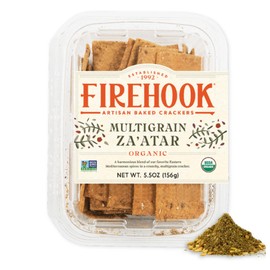 Firehook Za’atar Crackers – Handcrafted, Crunchy & Light, Dusted with Mediterranean Za’atar Spice – 100% Natural, Non-GMO, Vegan – 5.5 oz Box