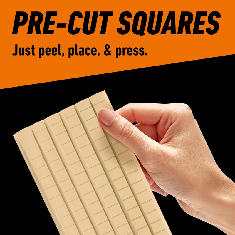 Gorilla Mounting Putty, Natural Tan Color, 168 Pre-Cut Squares (Pack