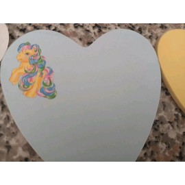 2 Pages of My Little Pony Heart-Shaped Notepad -Blue & Yellow 3.25" X 3" 1980s