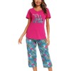 Vamodry Womens Pajamas Set Cotton Short Sleeve Top with Capri