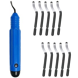 Fyfjur Deburring Tool Set, Hand Deburring Tool, Deburring Scraper Tool, Burr Remover Tool with Swivel Head Handle and 10pcs Replacement Blades, for Cutting Deburrs Metal, Wood or Plastic