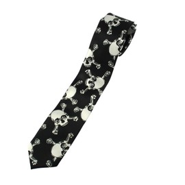 Zac's Alter Ego Large White Skull & Crossbones on Black Tie