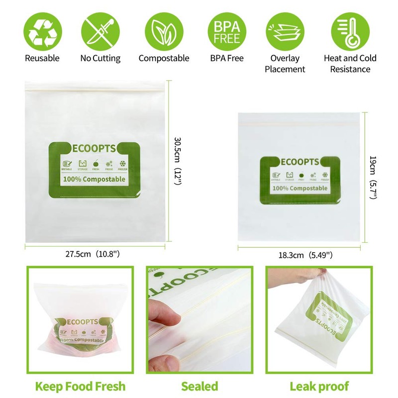 100% Compostable Large Gallon Zip Bag | ECO-Friendly Food Storage