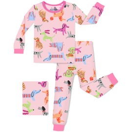 Bamboo Viscose Toddler Girls Kids Pajama Sets 6-7T Snug fit Long-Sleeve Softness Sleepwear Pjs 2pcs Jammies Dapper Dog-Long